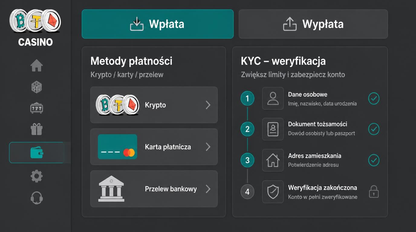  Kroki KYC oraz dostępne metody płatności. 